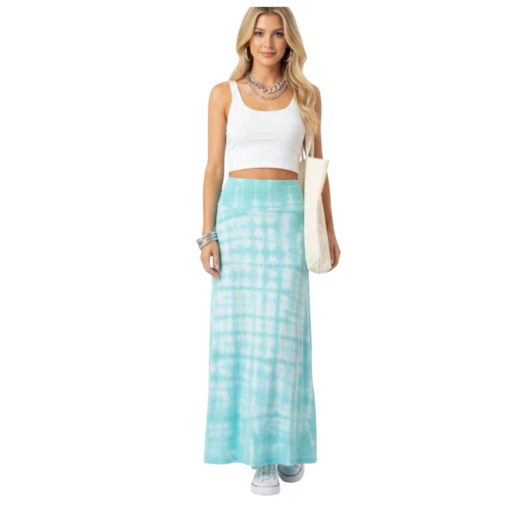 Billabong Blue Tie Dye Maxi Skirt Strapless Dress Convertible Boho Large - Picture 3 of 7